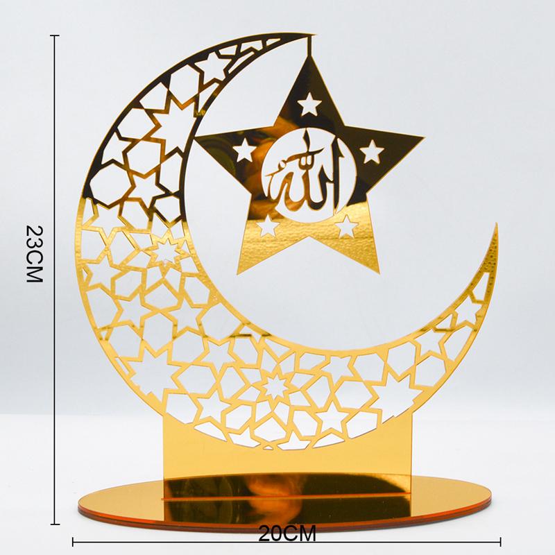 Ramadan Kareem Akrylová ozdoba Eid Mubarak Dekorace pro domov Islámské muslimské párty potřeby Zlatá měsíční dekorace Dárek k EID Al Adha