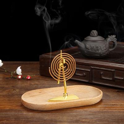 Retro Metal Incense Holder Coil Aromatherapy Incense Burner Wooden Mosquito Incense Tray Aromatherapy Home Art Decoration