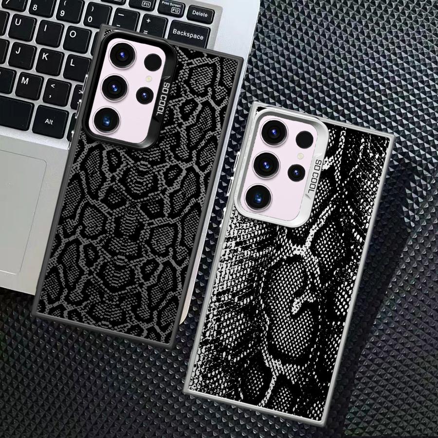 Case for Samsung Galaxy S25Edge S25 Note 20 Ultra S24 FE S21 S20 FE S23 S22 Ultra Phone Cover Snakeskin Pattern