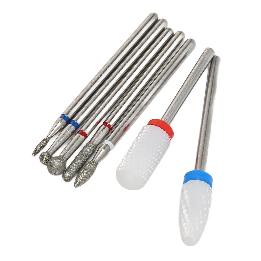 7pcs Nail Drill Bits Set Tungsten Ceramic Manicure Pedicure Left Right Handed Acrylic Gel Cuticle Remover Nail Bits