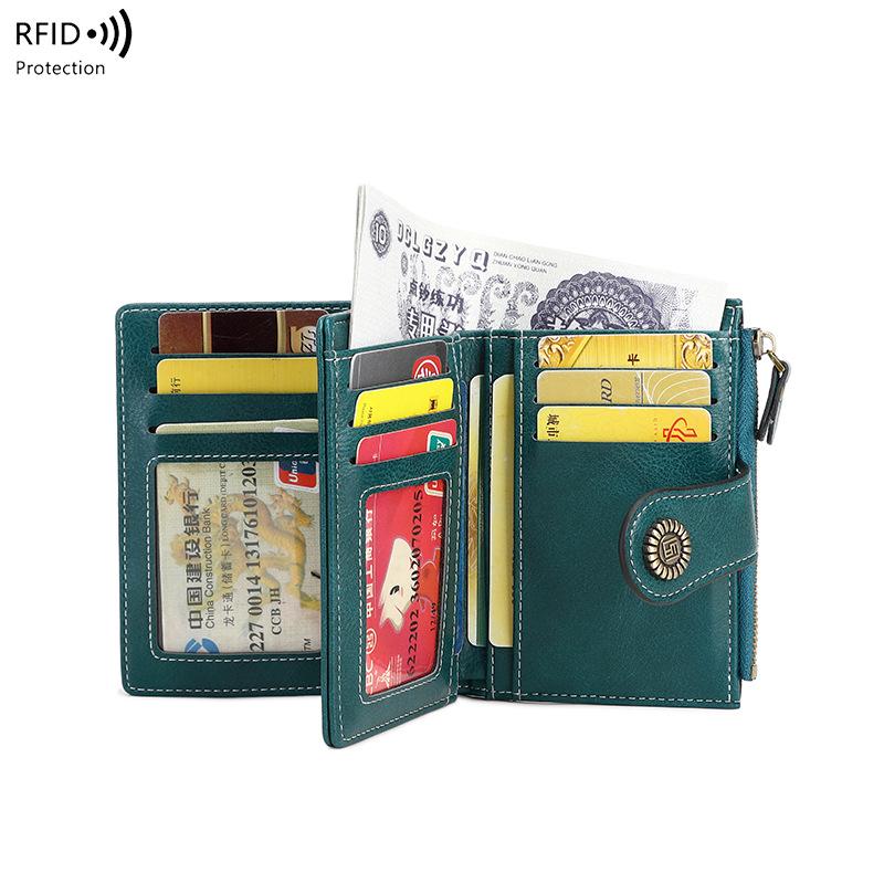 2025 RFID Anti-Theft Women's Short Zipper Wallet – Fashionable, Large Capacity Coin Purse