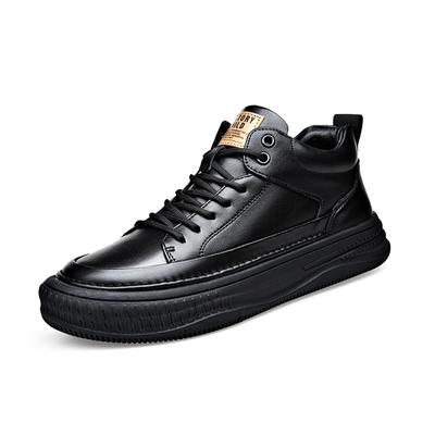 Fashion Platform Cow Leather High Top Men's Shoes Designer Soft Sole Casual Outdoor Warm Winter Boots Male Fashion Black Man Sneakers