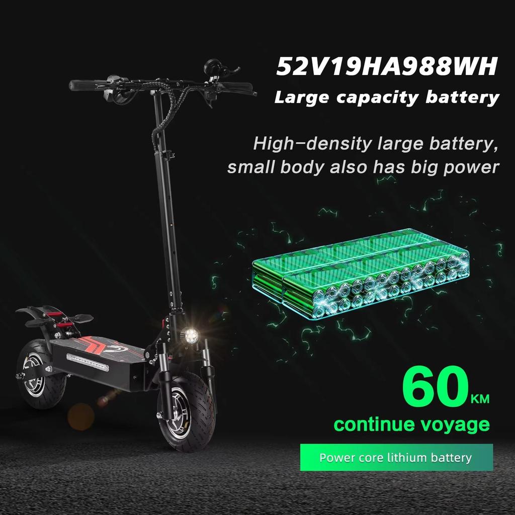 BOYUEDA Q7Pro Escooter 3200W Dvojitý motor 52V19AH Baterie Dvojitý pohon 10palcová Dospělá E-koloběžka Tichá pneumatika Skládací Elektrická koloběžka