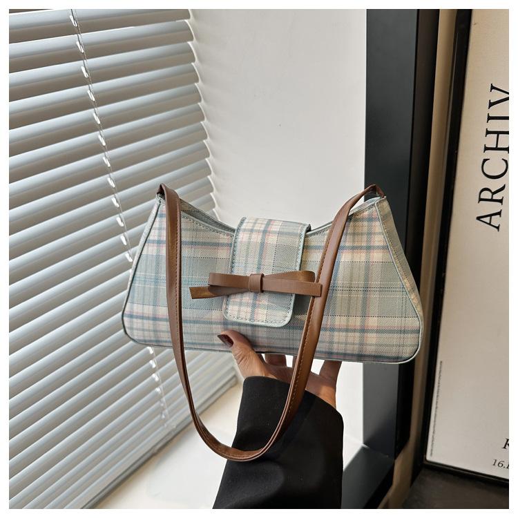 2025 summer new casual street plaid trend simple fashion one shoulder underarm messenger bag women