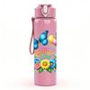 1PC Colorful Butterfly And Flower Wreath Pattern 750ml Color Plastic Sports Water Bottle Leakproof Flip Straw Lid Suitable for Sports Office Home Use