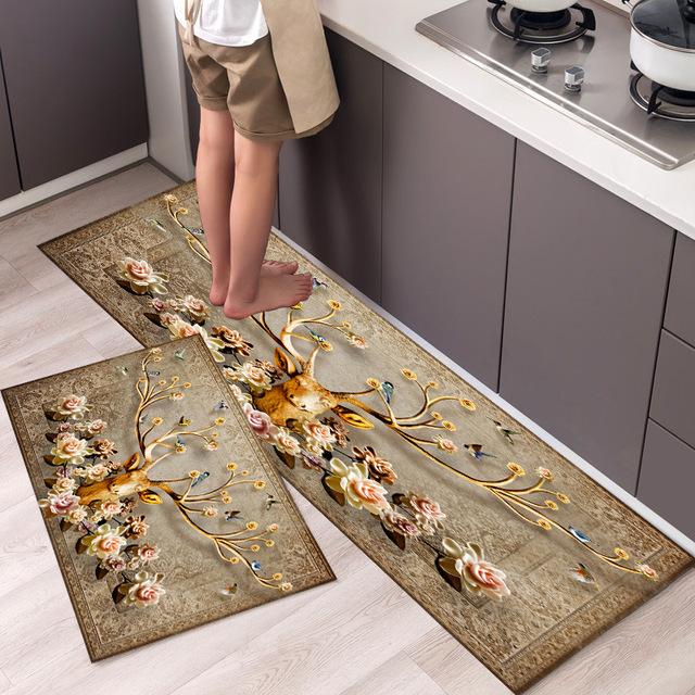 Kitchen Floor Mat Home Balcony Washable Anti Slip Carpet Living Room Bedroom Bedside Rug Geometric Bathroom Entrance Doormat