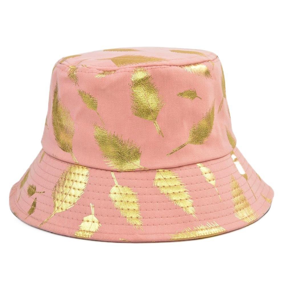 Trendy Gold Foil Fisherman Hat Korean Style Wide Brim Bucket Hat Sun Protection