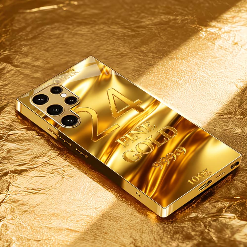 Sleek 24K Gold Anti-slip phone case s26 ultra case s25 ultra case glass for Samsung Galaxy S26 S25 S24 S23 S22 FE Ultra Plus