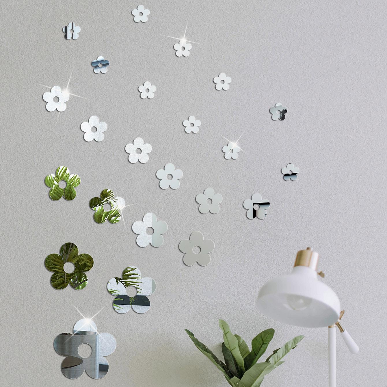 

23 шт. Цветочные зеркальные наклейки на стену сделай сам Акриловые художественные обои для украшения гостиной Домашний фон для ТВ Декоративная фреска