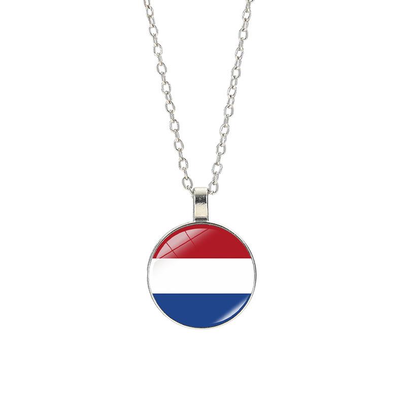World Cup Top 32 National Flag Necklace - Football Pendant for Men & Women