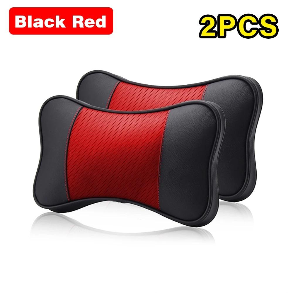 2PCS Auto Universal Seat Soft Breathable Interior Decoration Top Quality Cowhide Car Neck Pillows Headrest Neck Pillow Support