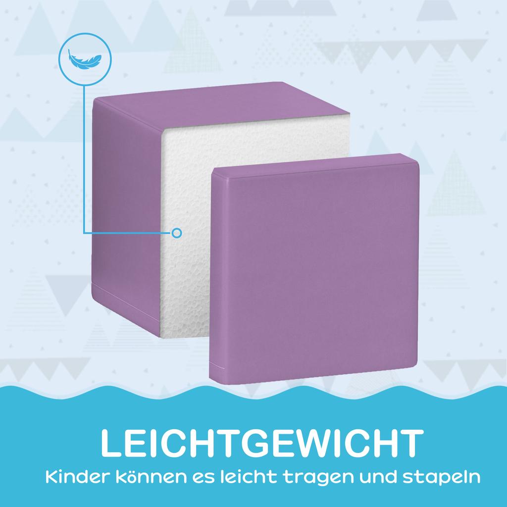 Soft Building Blocks, 12 Cubes of 20 x 20 x 20 cm, Easy-Care, Child-Safe, for 1-3 Years, Faux Leather