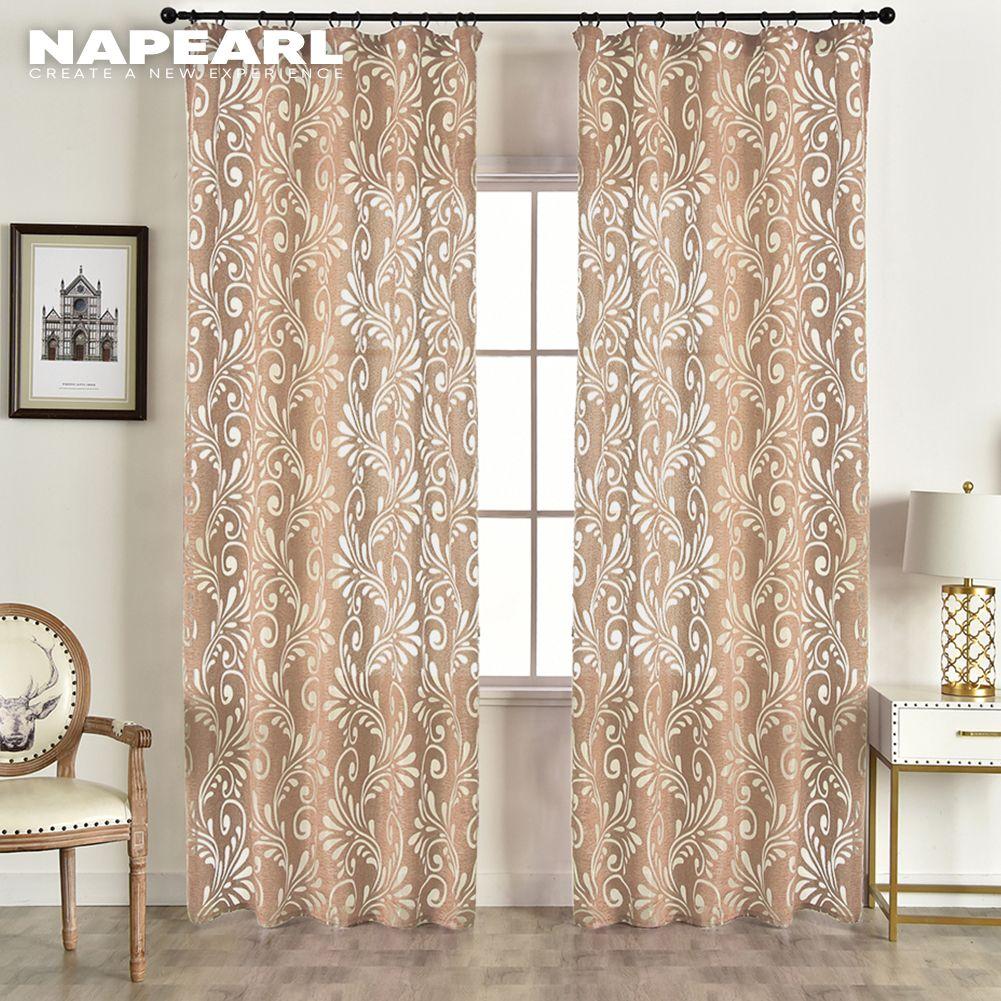 1PC Napearl Fashionable and Versatile European Retro Jacquard Solid Color Gauze Curtain for Living Room Bedroom Home Decor