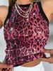 Sexy Leopard Print Sequin Halter Top - European & American Street Style Women's Outerwear