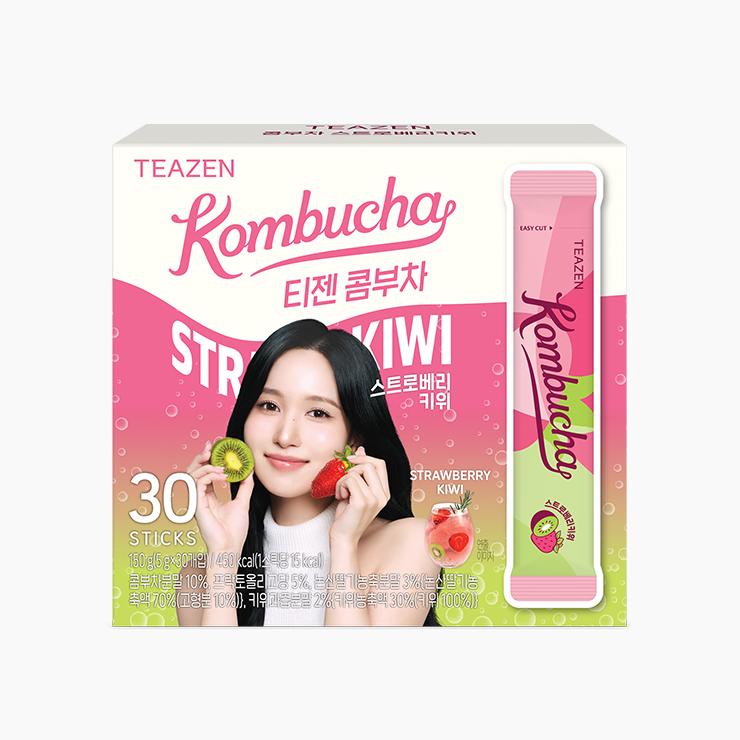 TEAZEN Kombucha Tea 30 Sticks Sugar Free Low Calorie Probiotics 14 Flavors / Kfood, Authentic Korean Food Strawberry Kiwi 5g x 30ea