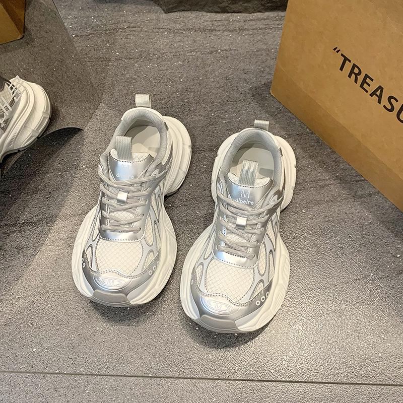 Women's Dad Sneakers: Summer 2025 Breathable Mesh, Height-Increasing Casual Running Shoes, Thick Sole, Versatile and On-Trend.