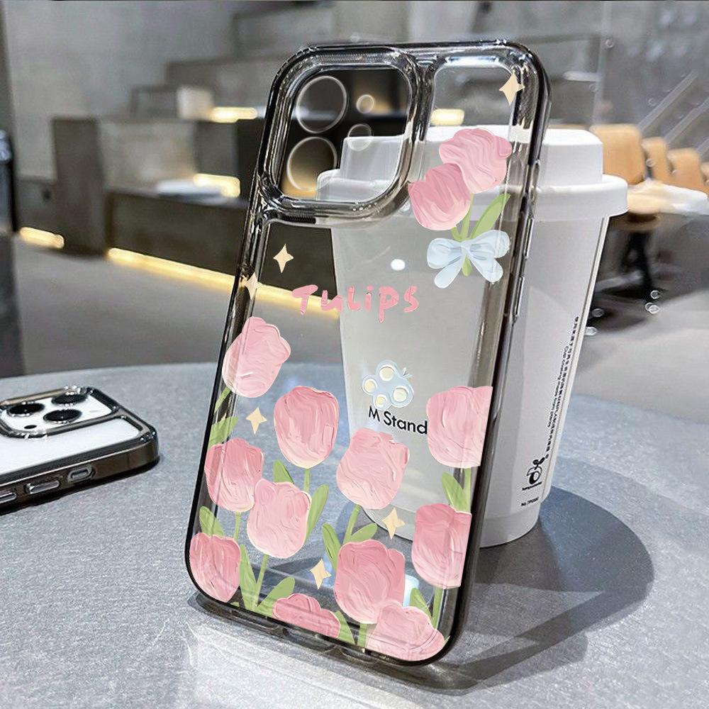 Applicable To iPhone17 Premium Sense Tulip Space Phone Case 16pro Fine Hole X Apple 14 All-inclusive 15 Anti-drop