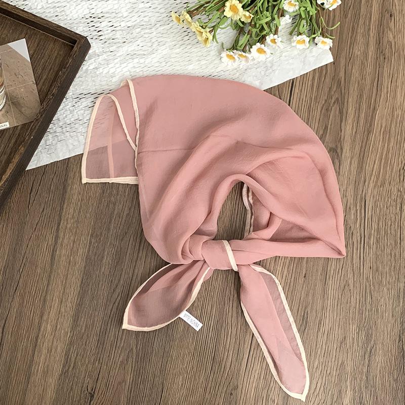 Silk scarf square scarf high-end summer solid color soft fashion scarf with shirt thin scarf scarf shawl