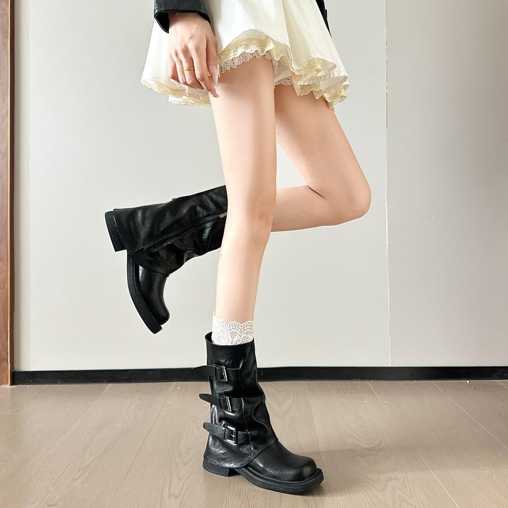 Not retro, good-looking Martin boots, beautiful knight boots, tired trousers, wear Radjiu, the inner height of the boots increases