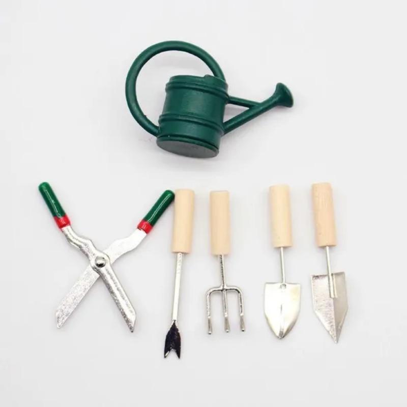 1 НАБОР Миниатюрный набор садовых инструментов: Реалистичная лейка, секатор и лопатка для декора кукольного домика и сада фей