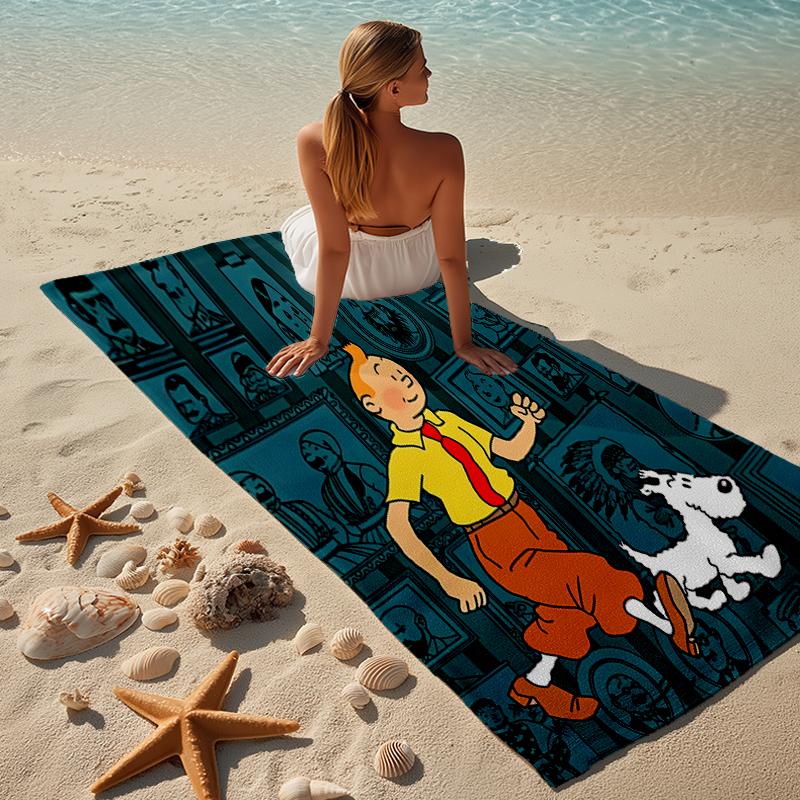 Asciugamano da spiaggia proof con un motivo de Le Avventure di Tintin2 - morbido, assorbente, ad asciugatura rapida, lavabile in lavatrice - perfetto per nuotare, campeggio, balneazione