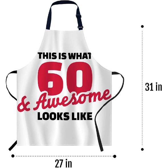 oFloral This Is What 60 and Awesome Looks Like - 60th Birthday Apron,Adjustable Neck Bib Apron for Men Women,Suitable for Kitchen Cooking Waitress
