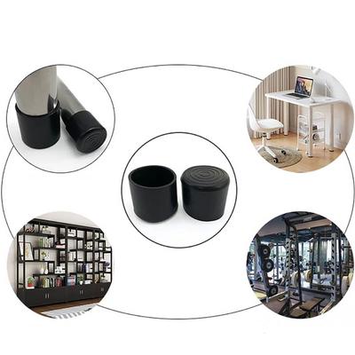 Black Round Chair Leg Caps PVC Rubber Furniture Feet Pads Non-Slip Tubing End Covers Floor Protectors Pads Table Bottom Cover