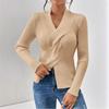 Women S Long Sleeve Solid Slim Fit Sweater With Ribbed Hem