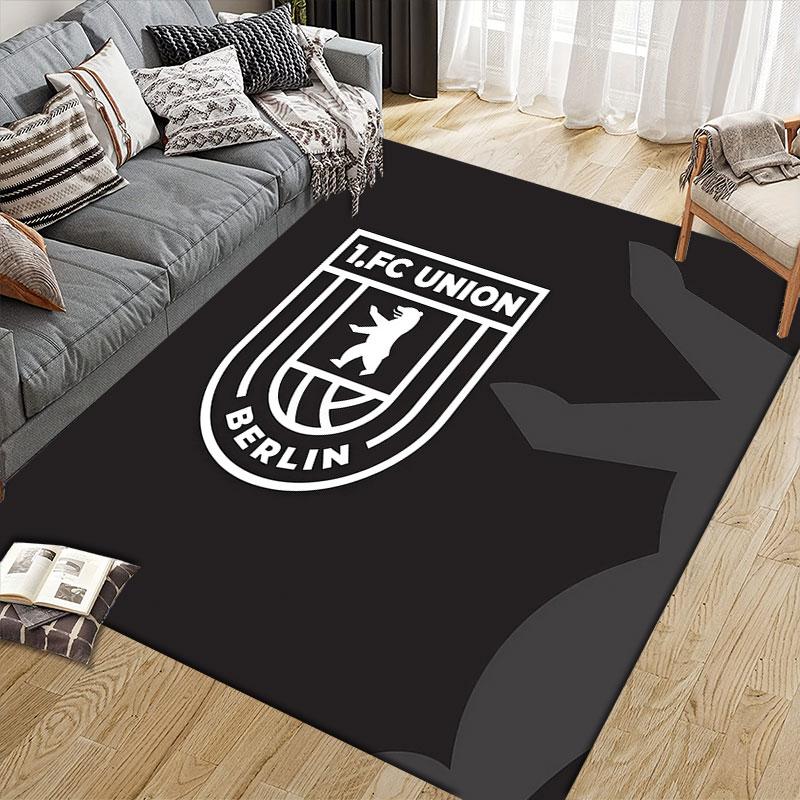 1. FC Union Berlin Flannel Printed Carpet, Home Sofa Decoration for Living Room & Bedroom, Non‑Slip Play Flannel Floor Mat for Game Room
