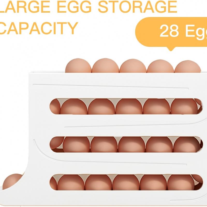 Automatic Rolling Egg Storage Device,Refrigerator Storage box,Space-saving Refrigerator Egg rack,Can Accommodate 28 Egg Storage,