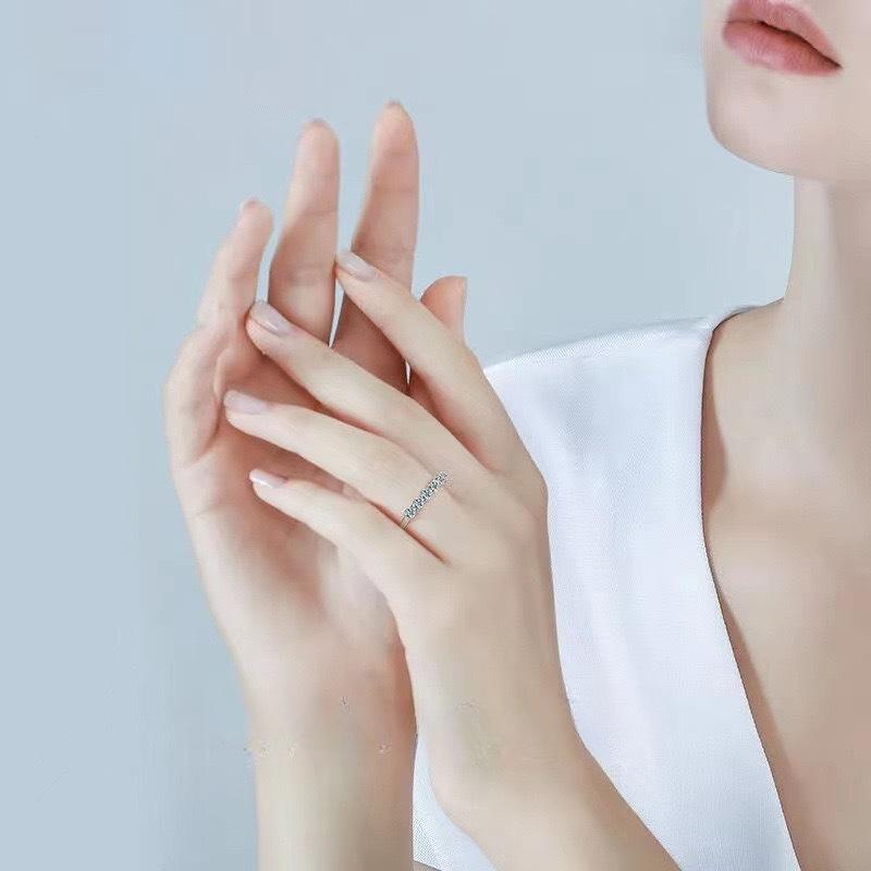 Seven Row Diamond Ring Opening Adjustable Fashion Popular Imitation Moissanite Women's Wedding Ring Plated Ring Jewelry