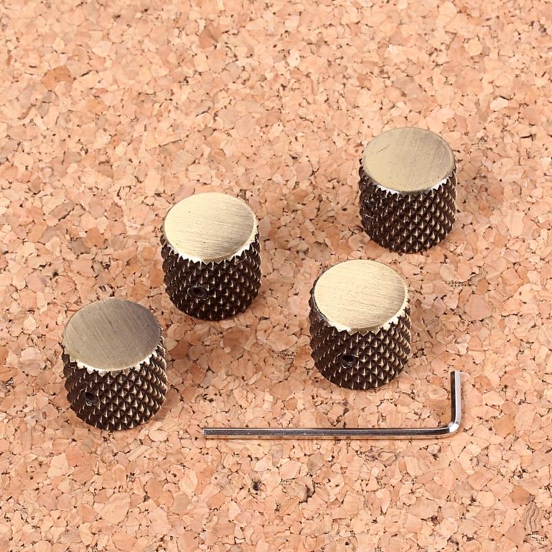 Set of 4Pcs Guitar Knobs Bronze-coloured Volume Tone Control Knobs with Wrench Replacement Speed Knobs for Bass Guitar