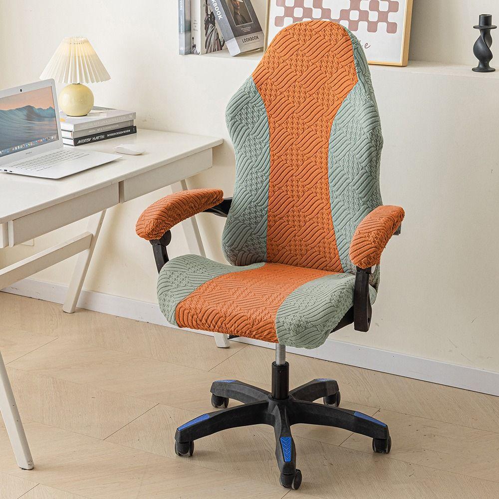 1Set Office Computer Chair Gaming Chair Covers Fleece Jacquard Seat Protect Cover Chair Cover Set