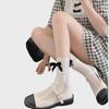 Women's Summer Lace Bow Mesh Socks - Vertical Pattern, Fishnet, Short Calf Length