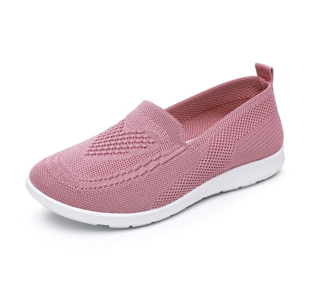 Women's Breathable Flyknit Slip-On Flat Shoes, Plus Size, Casual Spring Style