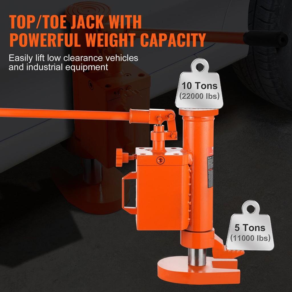 Hydraulic Machine Toe Jack Lift 360° Rotatable 5 T Toe 10 T Top Capacity