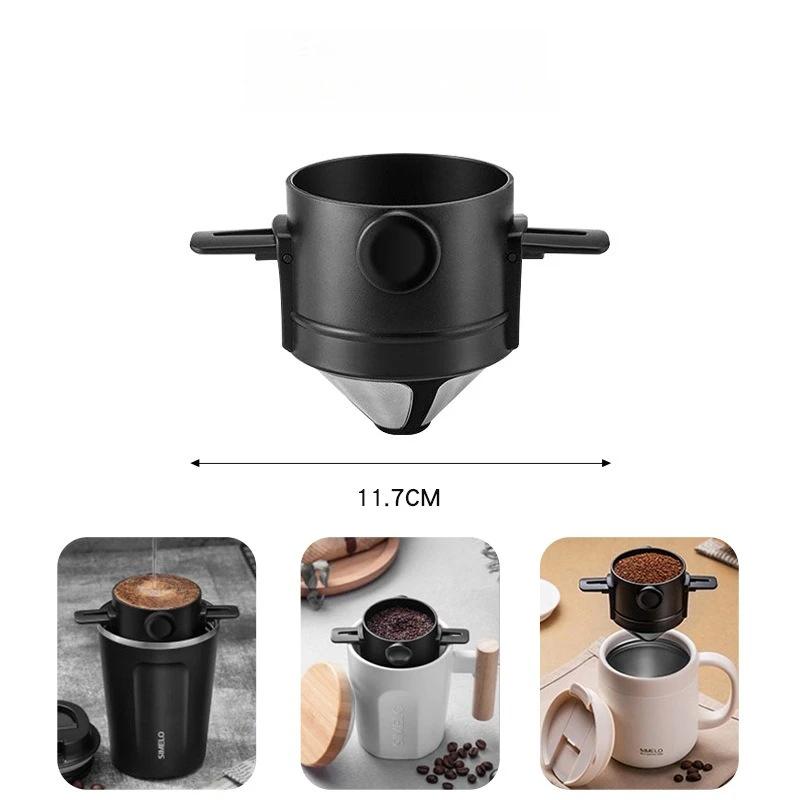 Hand Brewed Coffee Kitchen Coffee Filter Cup Made of 304 Stainless Steel Filter Screen, Foldable Hanging Ear Filte Brewing Tool