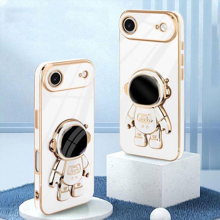 Coque pour iPhone Air, Protection Silicone Souple avec Support Motif Astronaute - Blanc