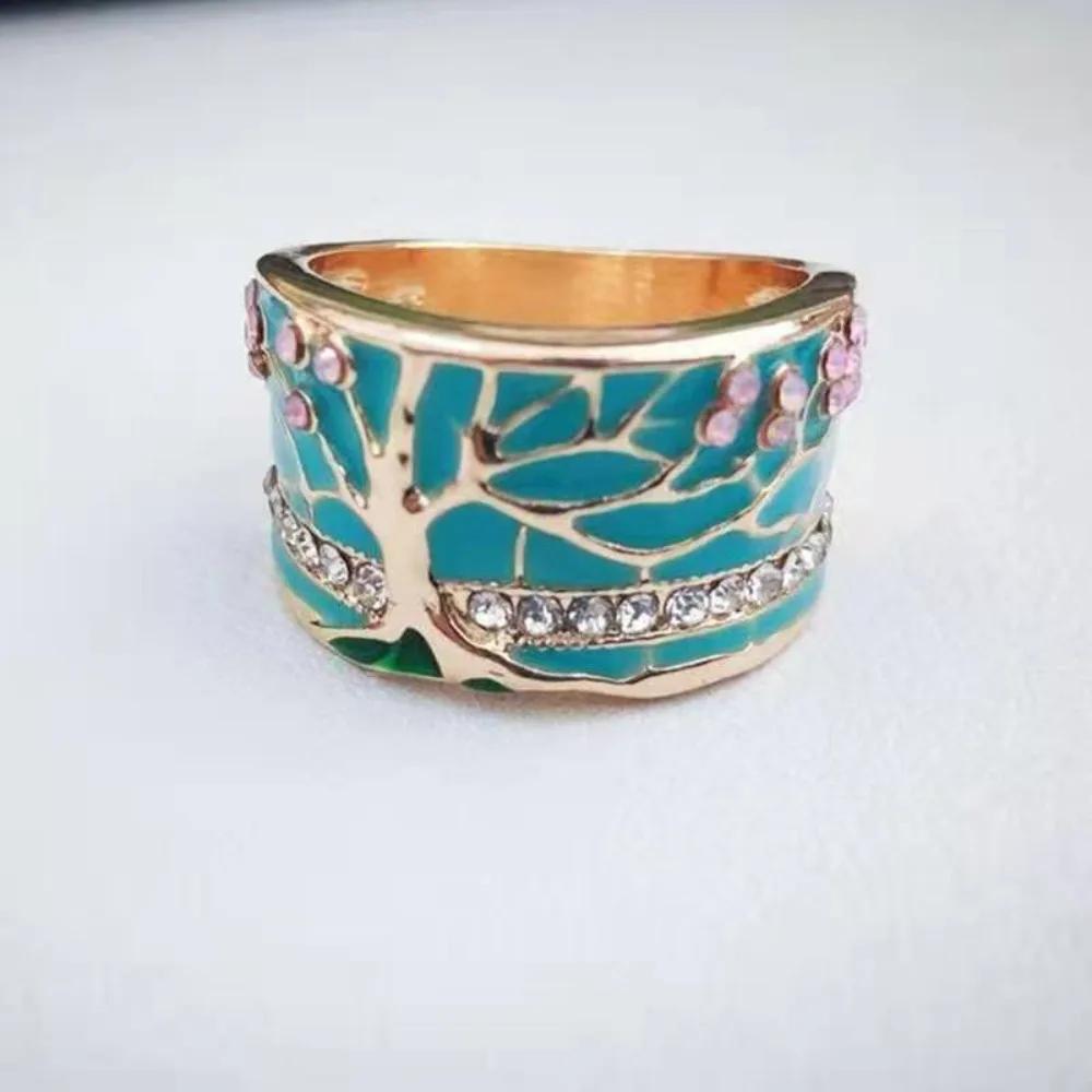 Nuovo creativo accessorio ad albero fiorito in resina, anello retrò, popolare per le donne in Europa e America
