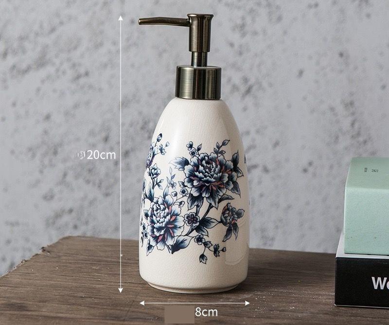 BEPAN 1PC Ceramic Press Soap Dispenser Refillable Lotion Bottle Creative Shampoo Liquid Container for Bathroom Home Decor
