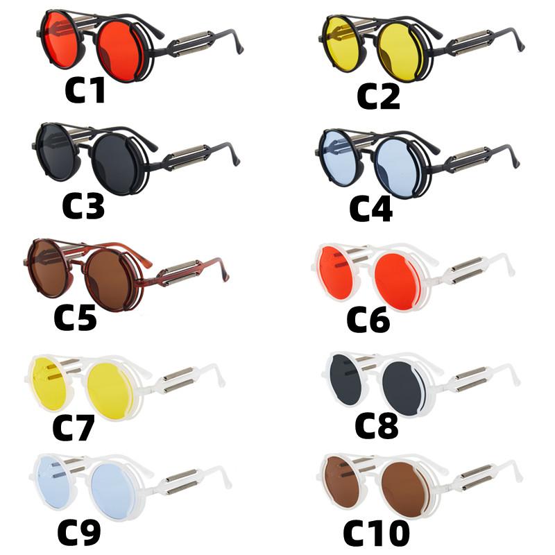 Steampunk Round Sunglasses For Men Luxury Designer Metal Frame Unisex Sun Glasses Men Women Outdoor Riding Sports Sunglasses