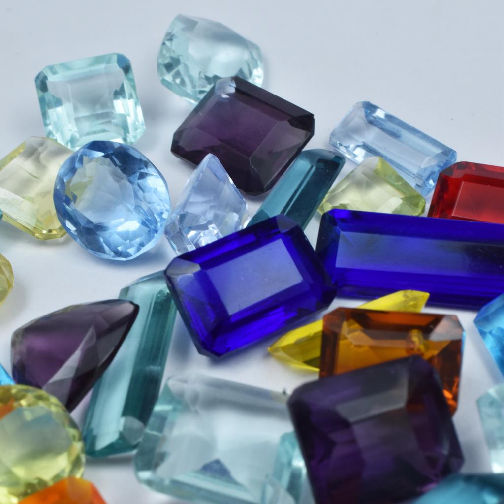 Lab-Created Mixed Color Topaz Loose Gemstone 555 Ct Mixed Shape Lot for Jewelry Making and Crafts