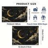 2D Elegant Golden Crescent Moon with Sparkling Stars and Clouds