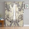 Red High Heels Eiffel Tower Butterfly Tulle Curtains for Bedroom Modern Voile Curtains Home Decoration Window Curtains