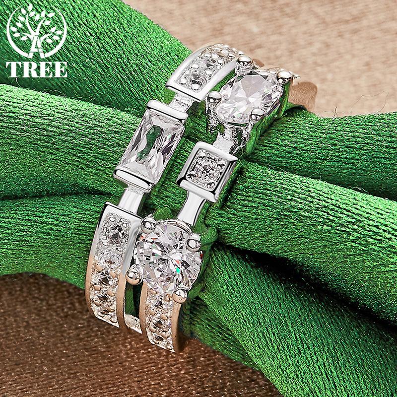 Korean Version Beautiful Luxury Zircon Ring 925 Sterling Silver Ring Women Charm Wedding Party High-Quality Jewelry Accessories