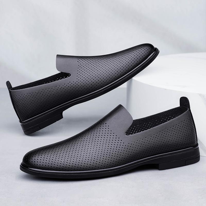 Genuine Leather Men Footwear Slip On Office Man Formal Shoes Wedding Party Men Dress Shoes Breath Driving Lazy Loafers Moccasins