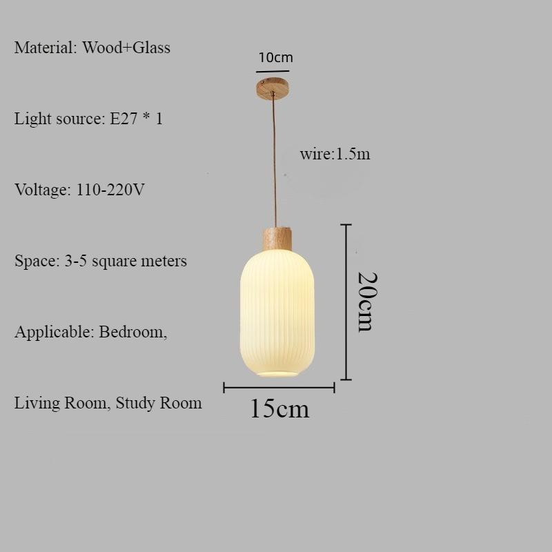 Japansk Stil Tre Restaurant Pendellampe Nordisk Minimalistisk Krem Gjestgiveri Bar Disk Soverom Sengegavl Glass Pendellampe