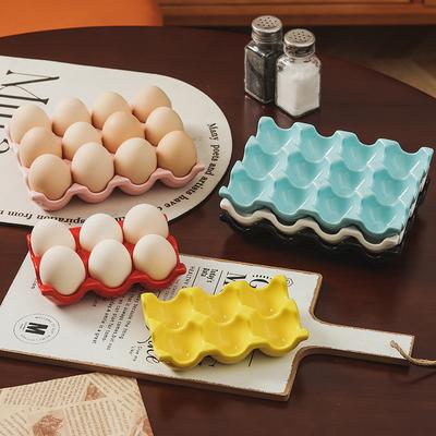 6/12 Grids Eggs Holder Gadget Ceramic Tableware Egg Boxes Refrigerator Eggs Tray Holder Boxes Household Kitchen Storage Supplies