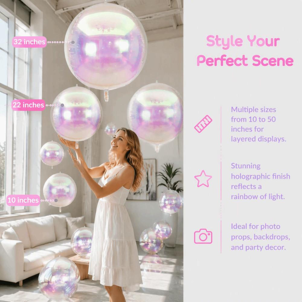 Regenbogen Holographisch Transparente Ballons 10/12/22/32/50 Zoll Aufblasbarer Ballon Event Geburtstag