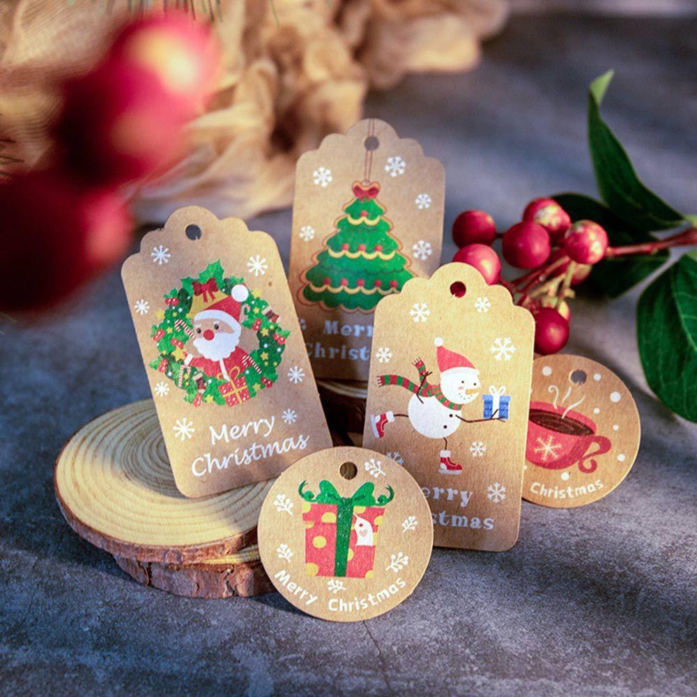 Santa Claus Wrapping Supplies Xmas Decoration Hang Tags Christmas Labels Kraft Tag Gift Wrapping
